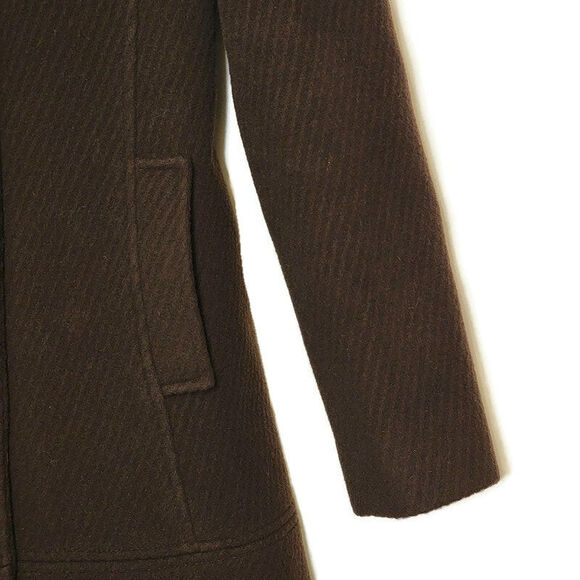 Searle Wool Mohair Double Breasted Wide Collar Brown A Line Coat Size 2 - Picture 6 of 16